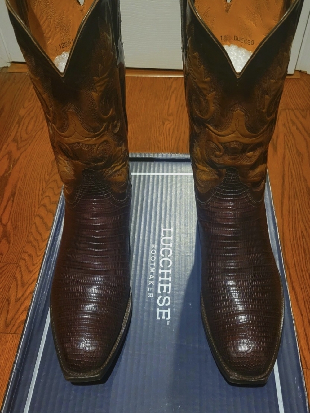 Lucchese Teju Lizard Cowboy Boots in Brown Size 12D - Picture 2 of 8